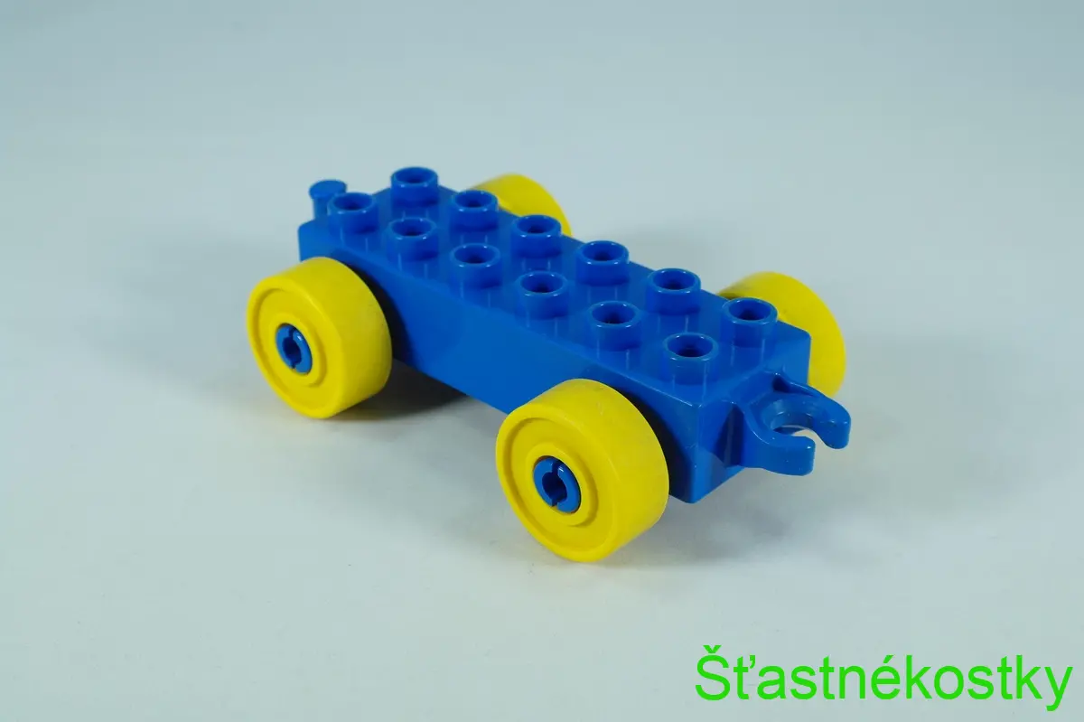 LEGO® DUPLO® základ vozu 2x6 modrý se žlutými koly a otevřeným koncem závěsu