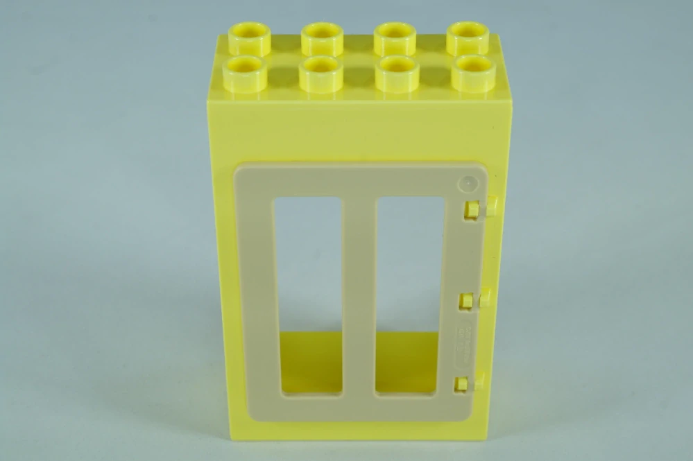 LEGO® DUPLO® okno, dveře. Dveřní/okenní rám 2x4x5 jasně světle žlutá + tan okenice