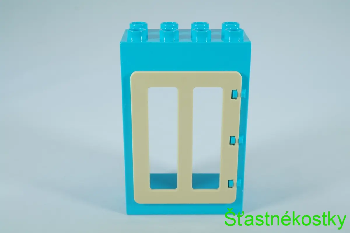 LEGO® DUPLO® okno, dveřní/okenní rám 2x4x5 azur + tan okenice