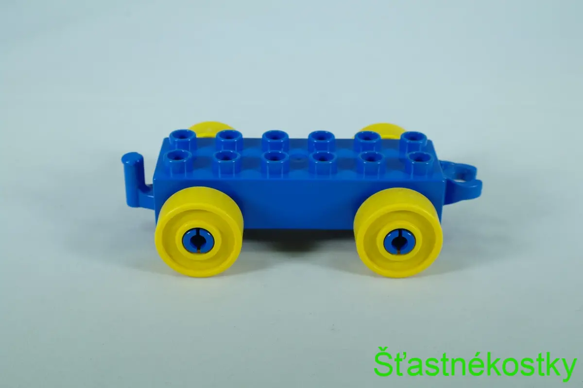 LEGO® DUPLO® základ vozu 2x6 modrý se žlutými koly a otevřeným koncem závěsu
