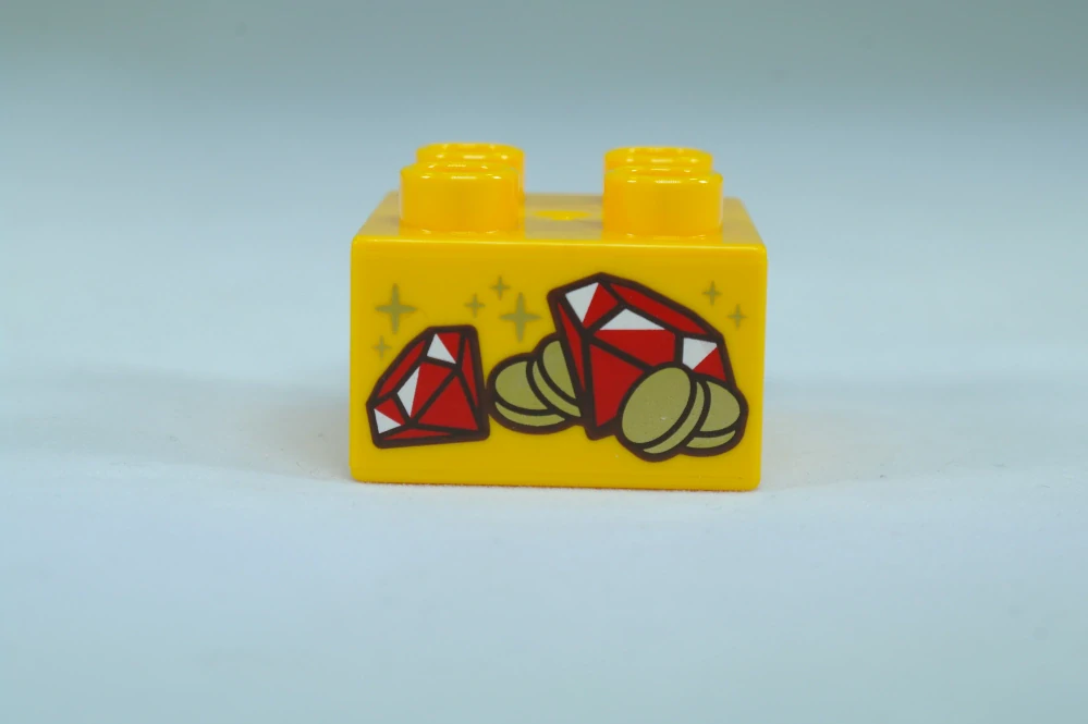 LEGO® DUPLO® cihla 2x2 se vzorem drahokamů a mincí