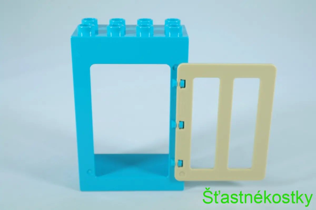 LEGO® DUPLO® okno, dveřní/okenní rám 2x4x5 azur + tan okenice