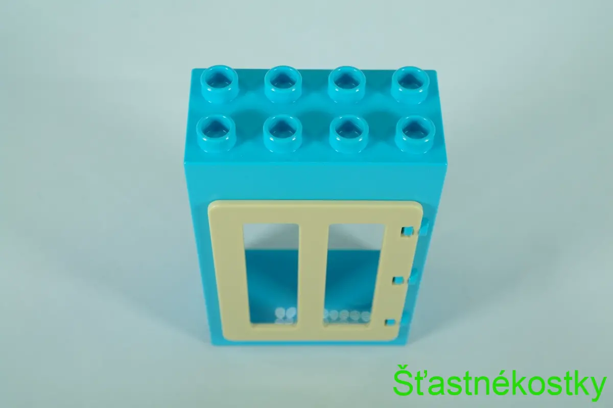 LEGO® DUPLO® okno, dveřní/okenní rám 2x4x5 azur + tan okenice