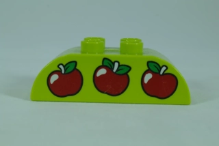 LEGO® DUPLO® cihla 2x4 sklon - limetka se vzorem 3 jablek