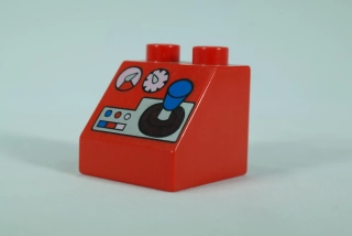 LEGO® DUPLO® cihla 2x2x1 1/2 sklon 45° - červená s joystickem, měřiči a tlačítky