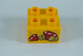 LEGO® DUPLO® cihla 2x2 se vzorem drahokamů a mincí