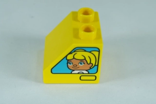 LEGO® DUPLO® cihla 2x2x1 1/2 sklon 45° - s oknem s motivem chlapce a dívky