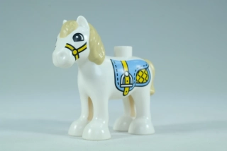 LEGO® DUPLO® hříbě/pony s béžovou hřívou a s třmeny na sedle