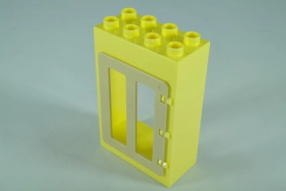 LEGO® DUPLO® okno, dveře. Dveřní/okenní rám 2x4x5 jasně světle žlutá + tan okenice