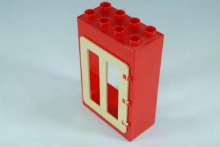 LEGO® DUPLO® okno, dveře. Dveřní/okenní rám 2x4x5 červený + tan okenice