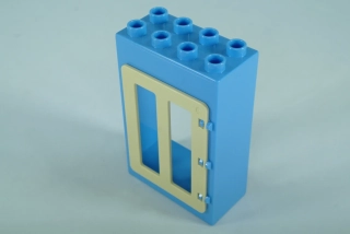 LEGO® DUPLO® okno, dveře. Dveřní/okenní rám 2x4x5 středně modrý, tan okenice.