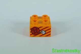 LEGO® DUPLO® cihla 2x2 se vzorem dárku s mašlí