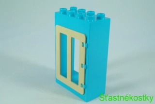 LEGO® DUPLO® okno, dveře. Dveřní/okenní rám 2x4x5 azur + tan okenice