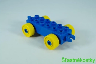 LEGO® DUPLO® základ vozu 2x6 modrý se žlutými koly a otevřeným koncem závěsu